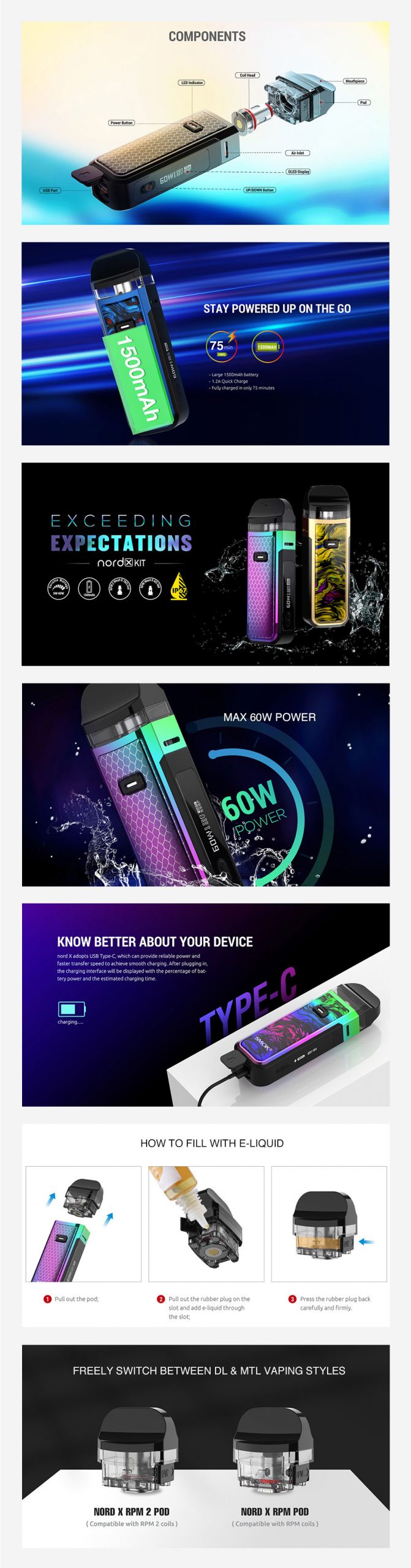 SMOK-NORD-X-60W-Pod-Starter-Kit-System-1500mAh-Online-in-Pakistan-at-Vapestation