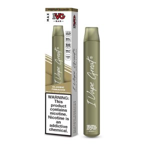 IVG Max Bar Disposable Vape – Classic Tobacco (50 mg) (3000 Puffs) Disposable Vapes
