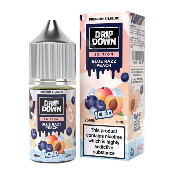 Drip Down Iced Series Salt – Blue Razz Peach Ice 30ml (25, 50 mg) Drip Down 3