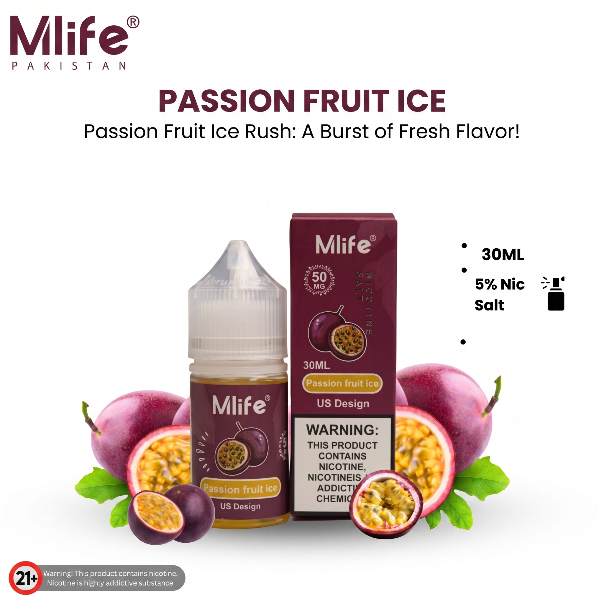 MLife Salt - Passion Fruit Ice 30ml (50 mg)