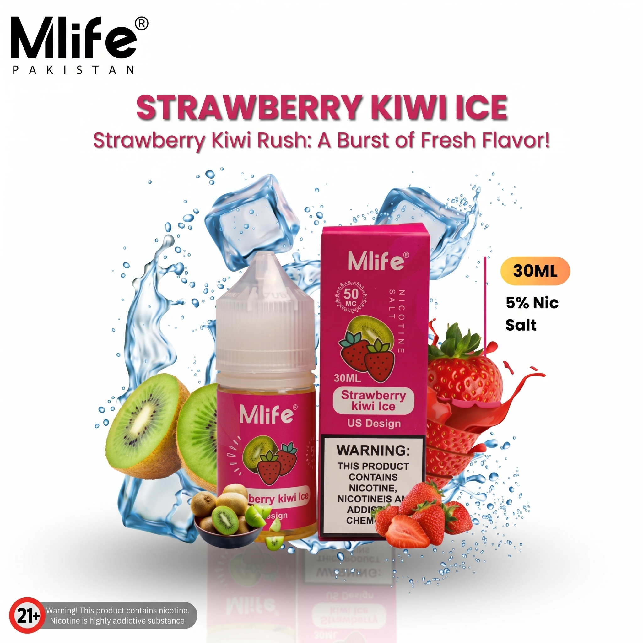 MLife Salt - Strawberry Kiwi Ice 30ml (50 mg)
