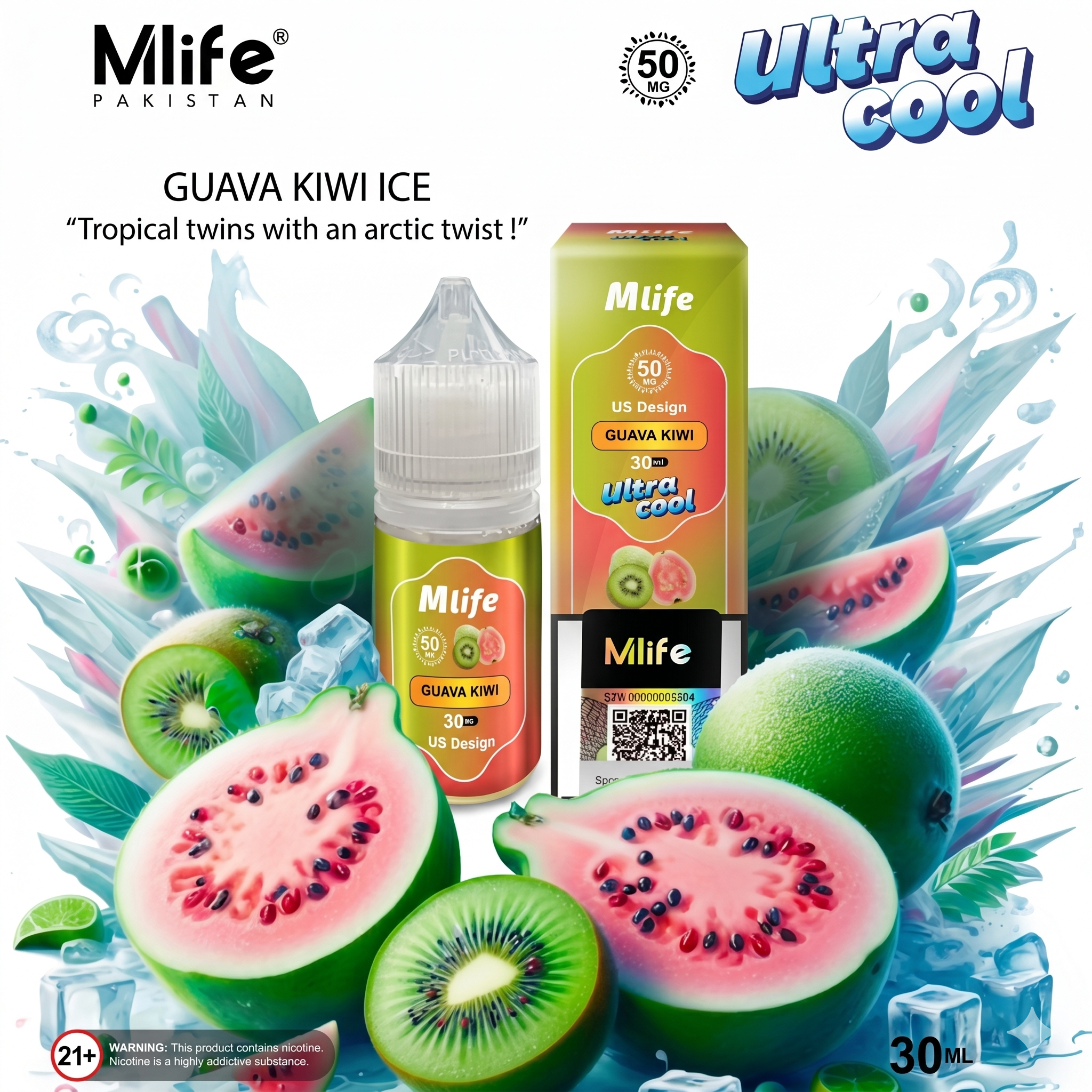 MLife Ultra Cool Salt - Guava Kiwi Ice 30ml (50 mg)