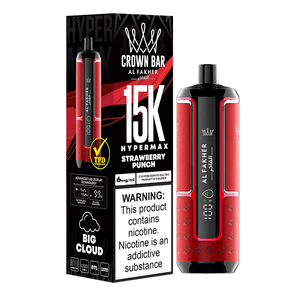 Al Fakher Crown Bar Disposable Vape – Strawberry Punch (5mg) (15000 Puffs) Al Fakher Disposables vapestation 3 Al-Fakher-Crown-Bar-Strawberry-Punch-5mg-16000-Puffs