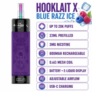 Hooklait X Blue Razz Ice specifications infographic matching product hero