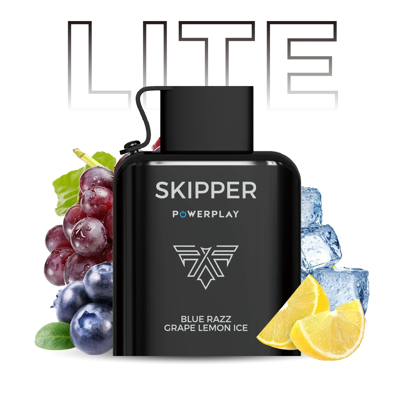 Skipper Powerplay Blue Razz Grape Lemon Ice 16000 puff prefilled pod