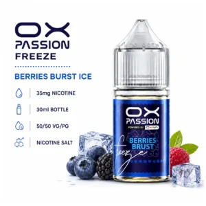OX Passion Freeze Salt - Berries Burst Ice 30ml (35 mg) product specifications infographic