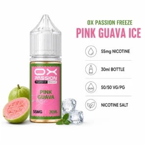 OX Passion Freeze Salt - Pink Guava Ice 30ml (55 mg) product specifications infographic