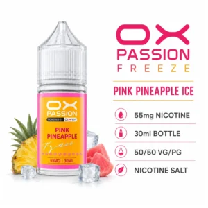 OX Passion Freeze Salt - Pink Pineapple Ice 30ml (55 mg) product specifications infographic