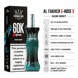 Al Fakher Crown Bar E-Hose X Gum Mint specifications