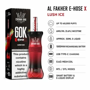 Al Fakher Crown Bar E-Hose X Lush Ice specifications