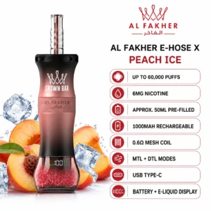 Al Fakher E-Hose X Peach Ice 60000 puffs specifications