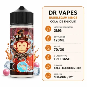 Dr Vapes Bubblegum Kings Cola Ice 120ml e-liquid specifications