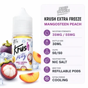 KRUSH Extra Freeze Mangosteen Peach 30ml nic salt specifications