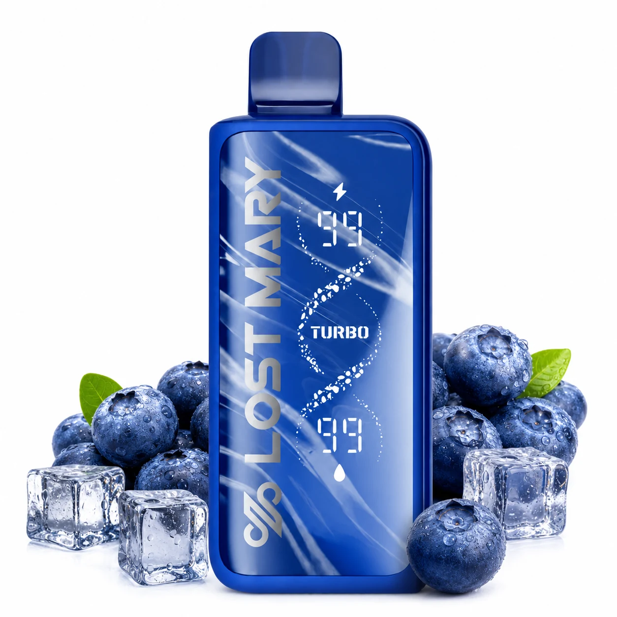 Lost Mary MT35000 Turbo Blueberry Ice disposable vape on white background