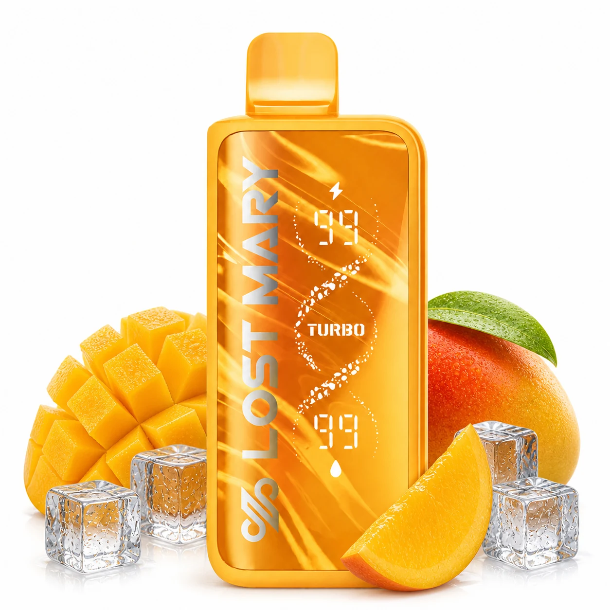 Lost Mary MT35000 Turbo Mango Ice disposable vape on white background
