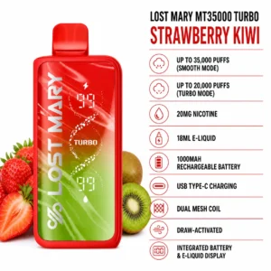Lost Mary MT35000 Turbo Strawberry Kiwi disposable vape specifications