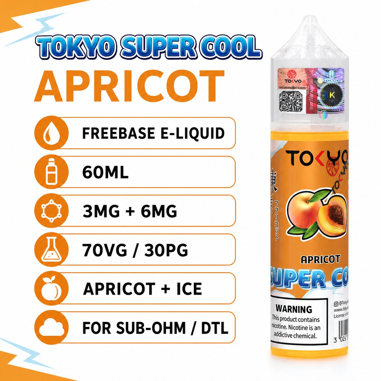 TOKYO Super Cool Apricot 60ml specifications