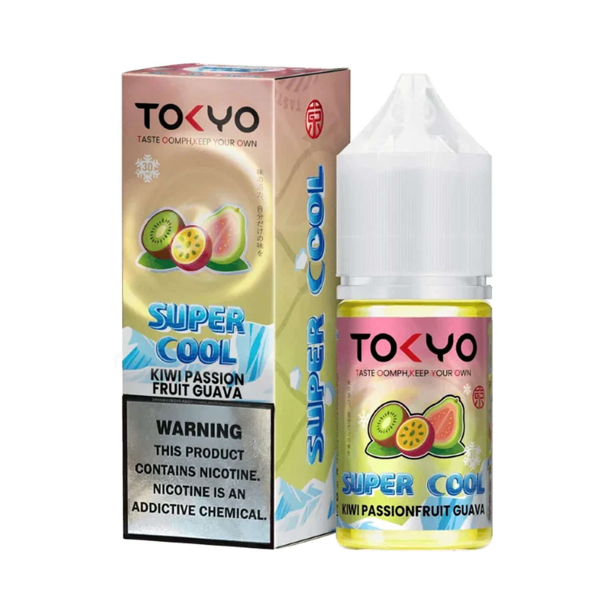 TOKYO Super Cool Kiwi Passion Fruit Guava 30ml nicotine salt bottle