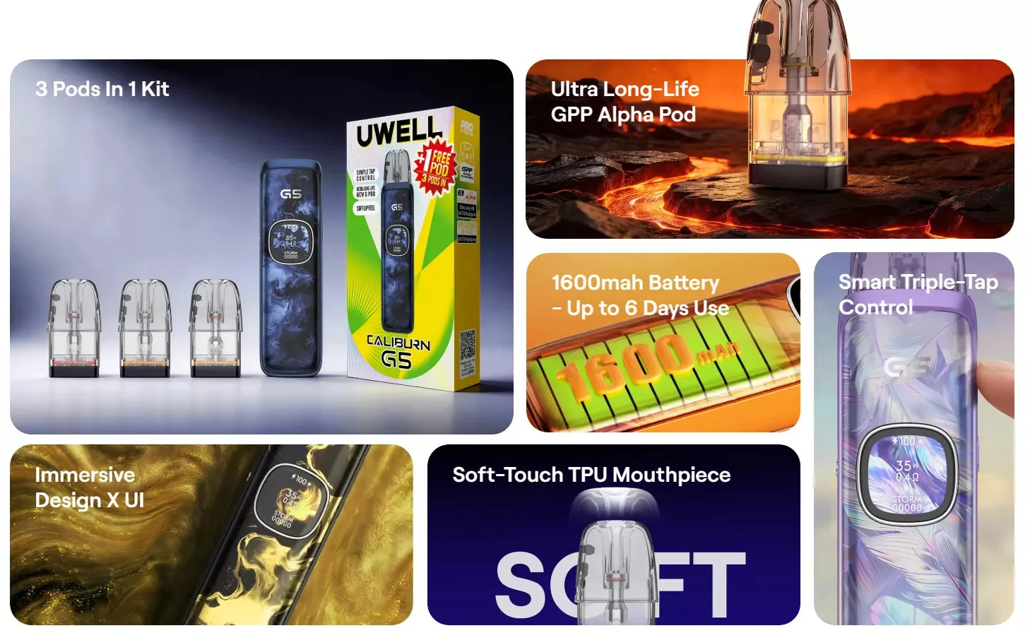 UWELL Caliburn G5 key features overview