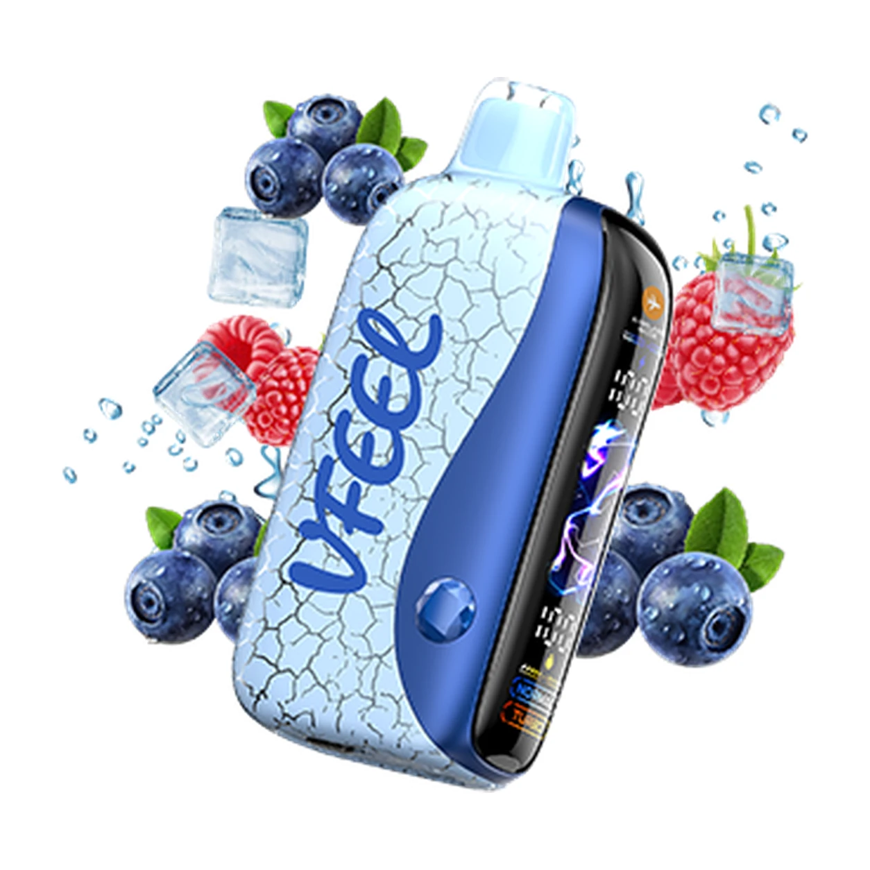 VFEEL MUSE 50000 Blue Razz Ice disposable vape on white background