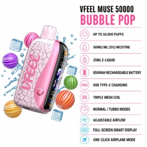 VFEEL MUSE 50000 Bubble Pop disposable vape specifications