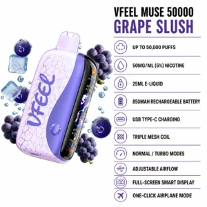 VFEEL MUSE 50000 Grape Slush disposable vape specifications