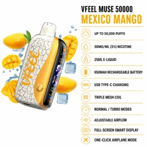 VFEEL MUSE 50000 Mexico Mango disposable vape specifications