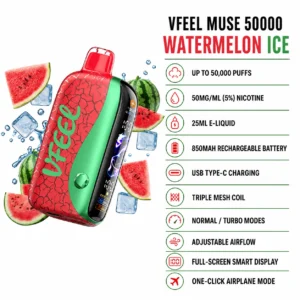 VFEEL MUSE 50000 Watermelon Ice disposable vape specifications