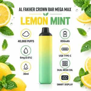 Al Fakher Lemon Mint 40000 puffs disposable specifications