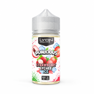 LYON Dualicious Strawberry Lychee Ice 100ml 3mg bottle on white background