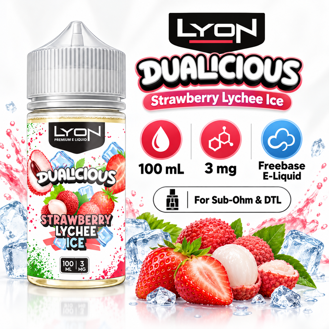 Strawberry Lychee Ice 100ml 3mg specifications