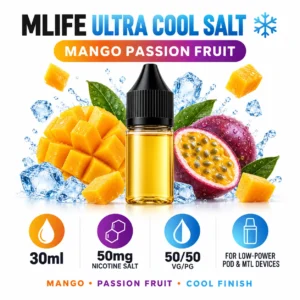 MLife Ultra Cool Salt - Mango Passion Fruit 30ml (50 mg) product specifications