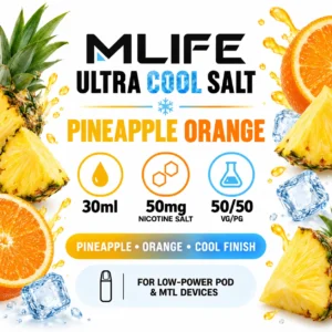 MLife Ultra Cool Salt - Pineapple Orange 30ml (50 mg) product specifications