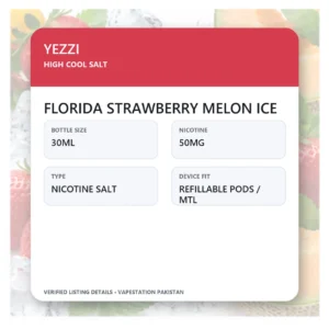 YEZZI High Cool Salt Florida Strawberry Melon Ice verified specifications: 30ml, 50mg