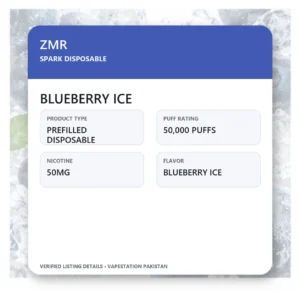 ZMR Spark Blueberry Ice 50K disposable specifications