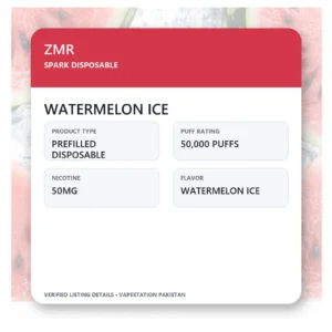 ZMR Spark Watermelon Ice 50000 puffs specifications