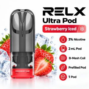 RELX Ultra Pod Strawberry Iced 3 percent nicotine specifications