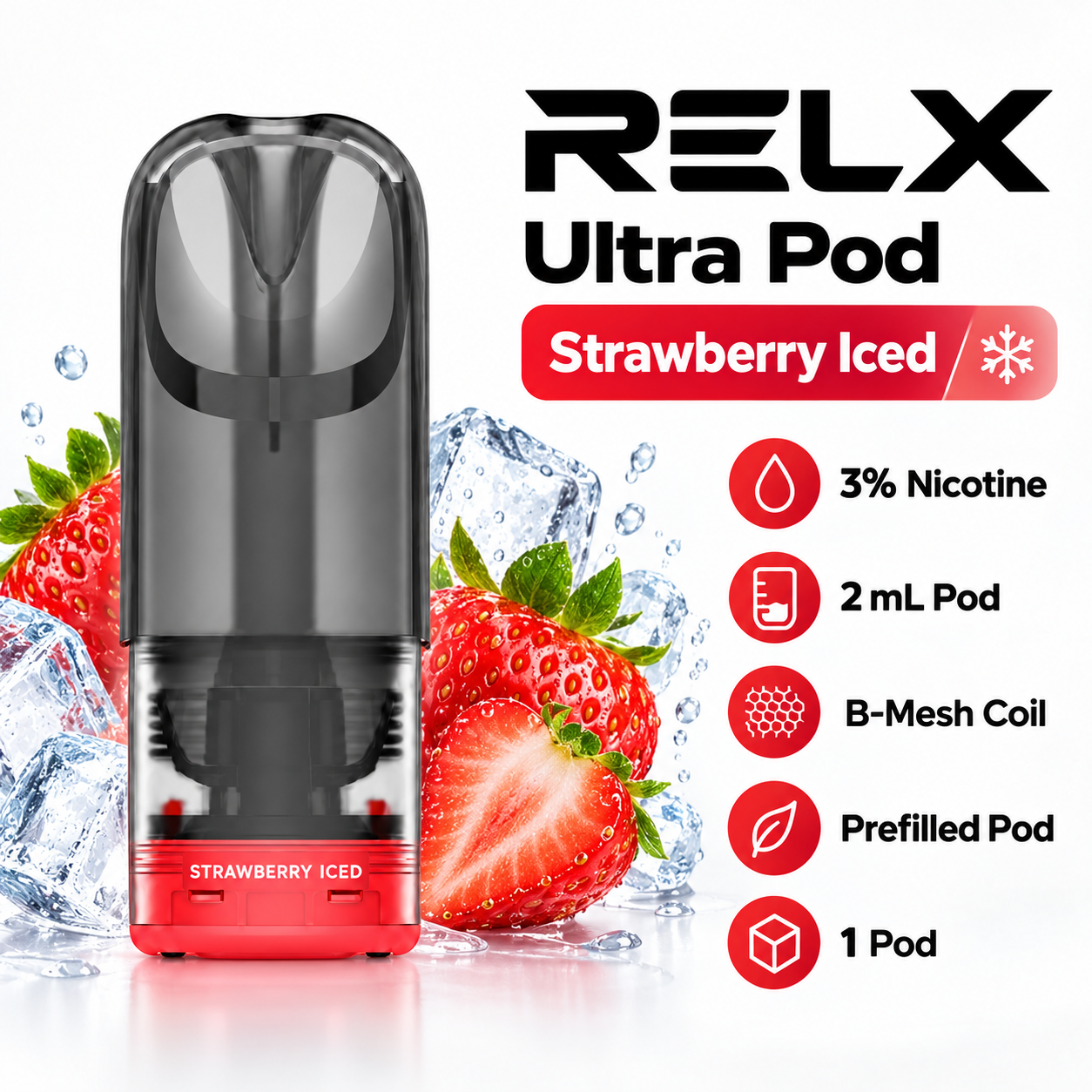 RELX Ultra Pod Strawberry Iced 3 percent specifications