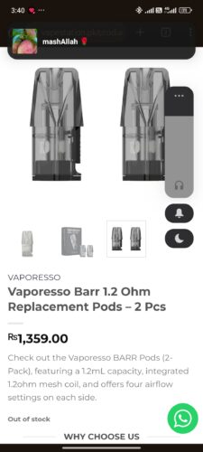 Vaporesso Barr 1.2 Ohm Replacement Pods - 2 Pcs photo review